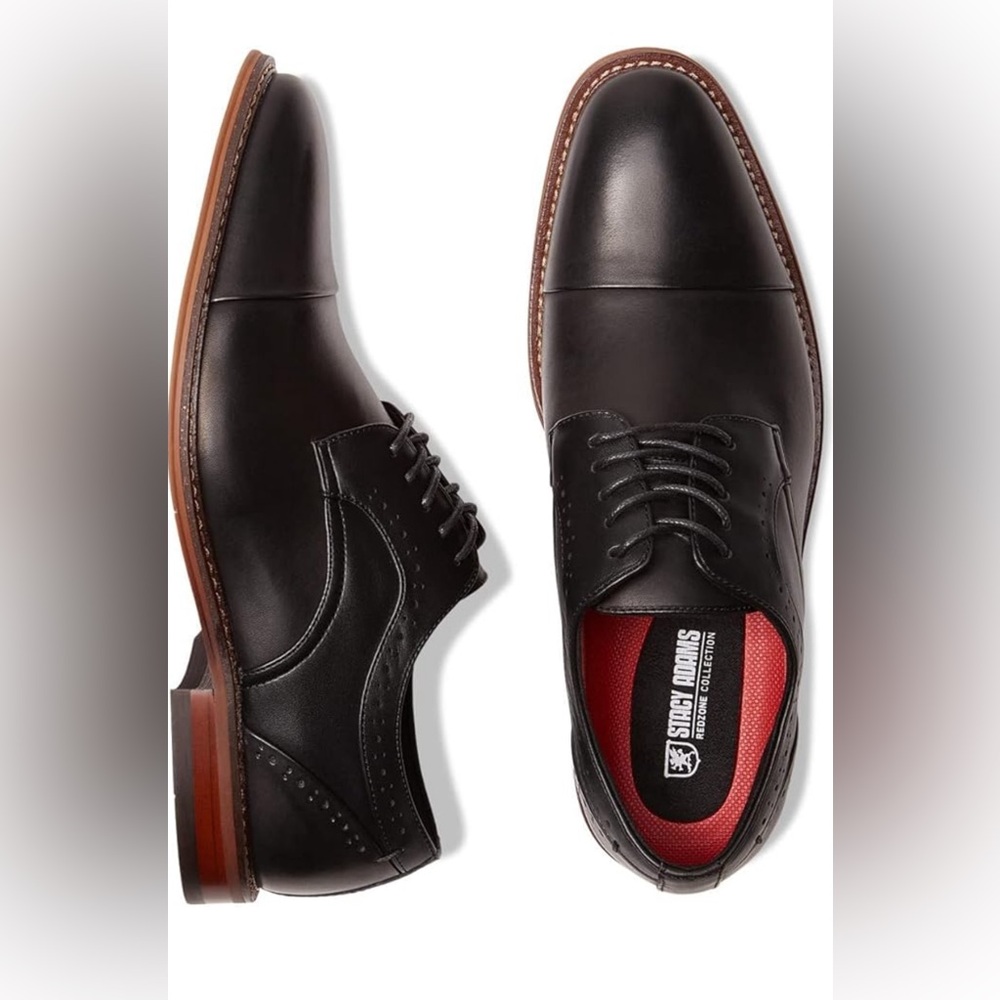 STACY ADAMS Men's, Maddox Black Cap Toe Oxford Redzone Collection  US 7M.   NIB